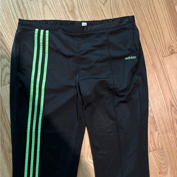 adidas early 2000s Black Joggers with Green Stripes - Picture 2 of 5